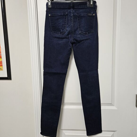 7 For All Mankind The Skinny Jeans Women's 25 (26x28.5) Mid-Rise Dark Wash EUC - Picture 9 of 9